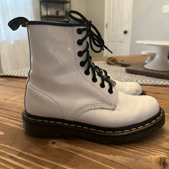 Dr. Martens Shoes - Dr. Martens White Combat Woman’s Eyelet Boots KV08N - Size 6